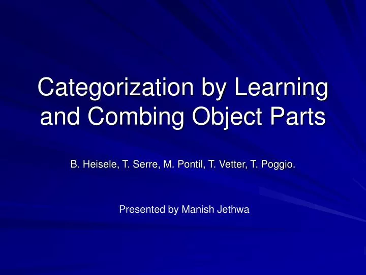 categorization by learning and combing object parts