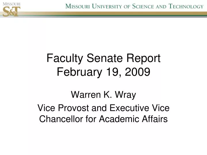 faculty senate report february 19 2009