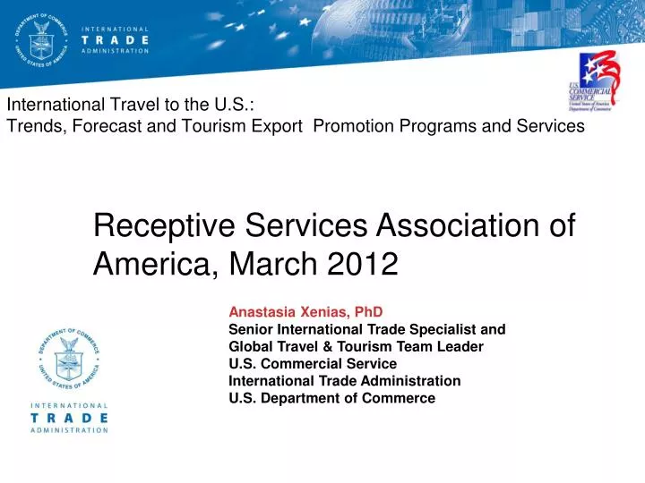 international travel to the u s trends forecast and tourism export promotion programs and services