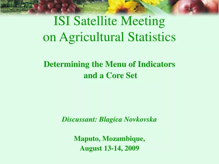 isi satellite meeting on agricultural statistics
