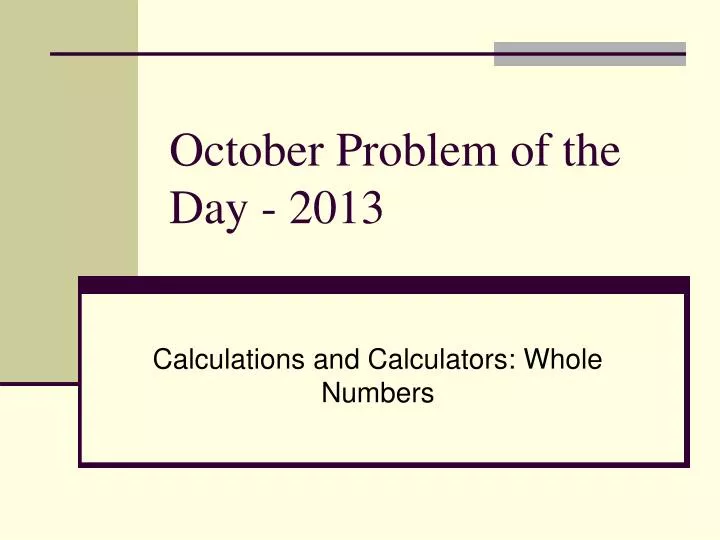 october problem of the day 2013