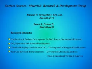 Surface Science - Materials Research &amp; Development Group