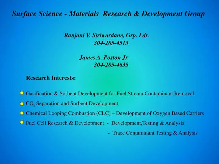 surface science materials research development group