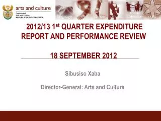2012/13 1 st QUARTER EXPENDITURE REPORT AND PERFORMANCE REVIEW 18 SEPTEMBER 2012