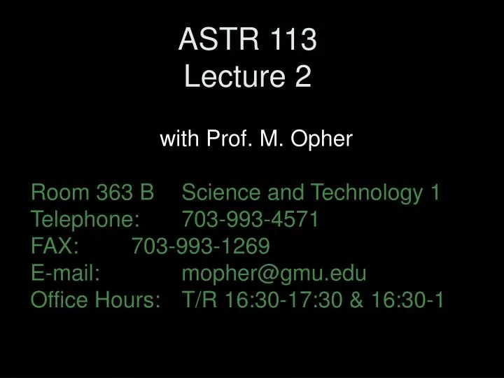astr 113 lecture 2