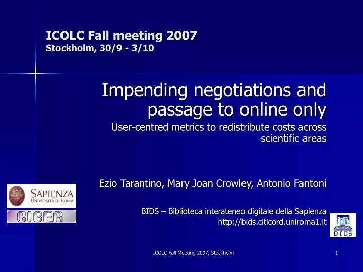 icolc fall meeting 2007 stockholm 30 9 3 10