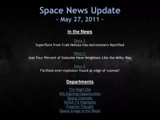 Space News Update - May 27, 2011 -