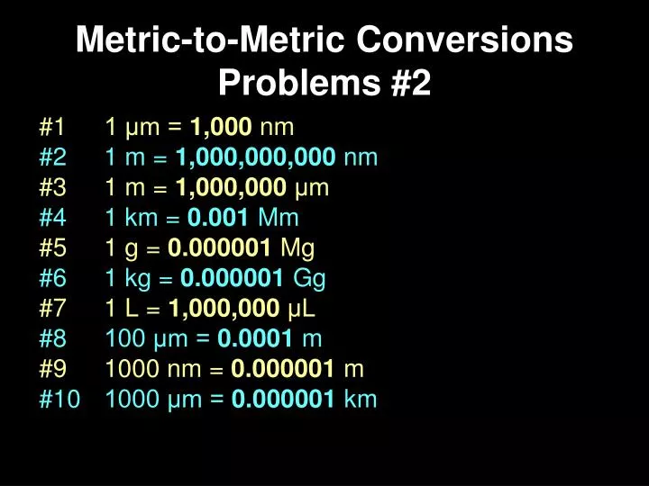 metric to metric conversions problems 2
