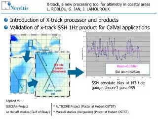 X-track, a new processing tool for altimetry in coastal areas L. ROBLOU, G. JAN, J. LAMOUROUX