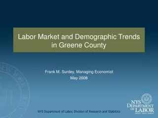 NYS Department of Labor, Division of Research and Statistics