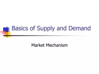 Basics of Supply and Demand