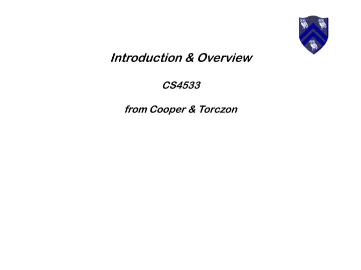 introduction overview cs4533 from cooper torczon