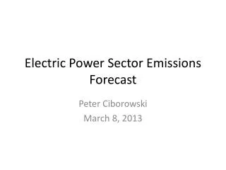Electric Power Sector Emissions Forecast