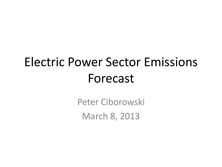 electric power sector emissions forecast