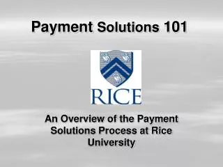 Payment Solutions 101