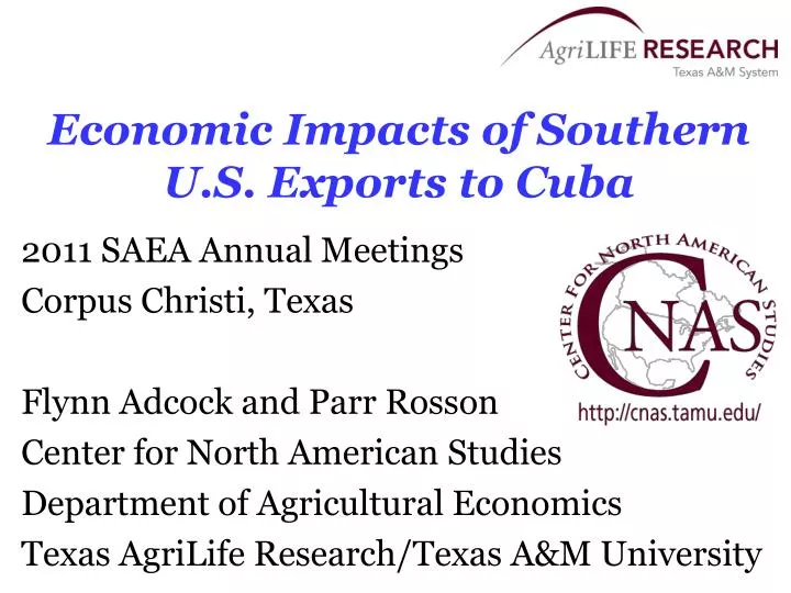 economic impacts of southern u s exports to cuba