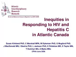 Inequities in Responding to HIV and Hepatitis C in Atlantic Canada