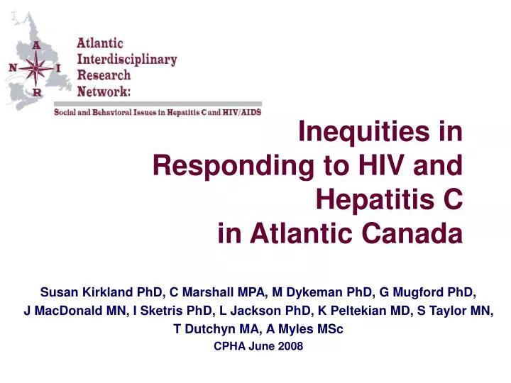inequities in responding to hiv and hepatitis c in atlantic canada