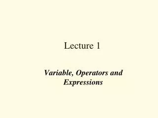 Lecture 1