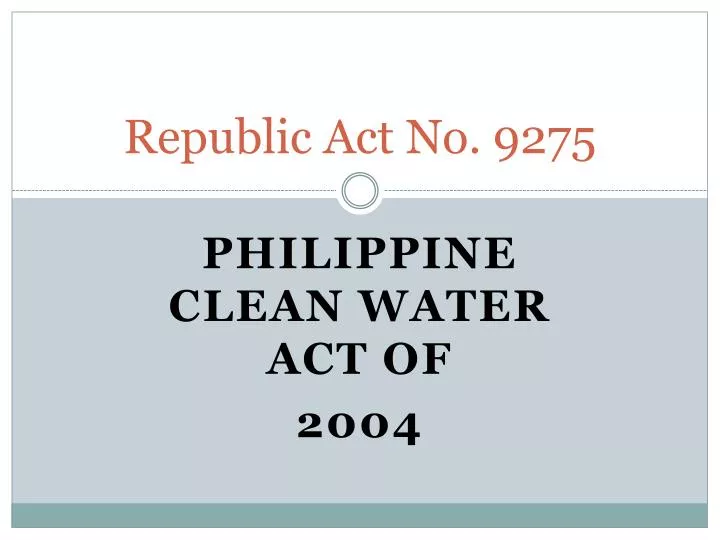 republic act no 9275