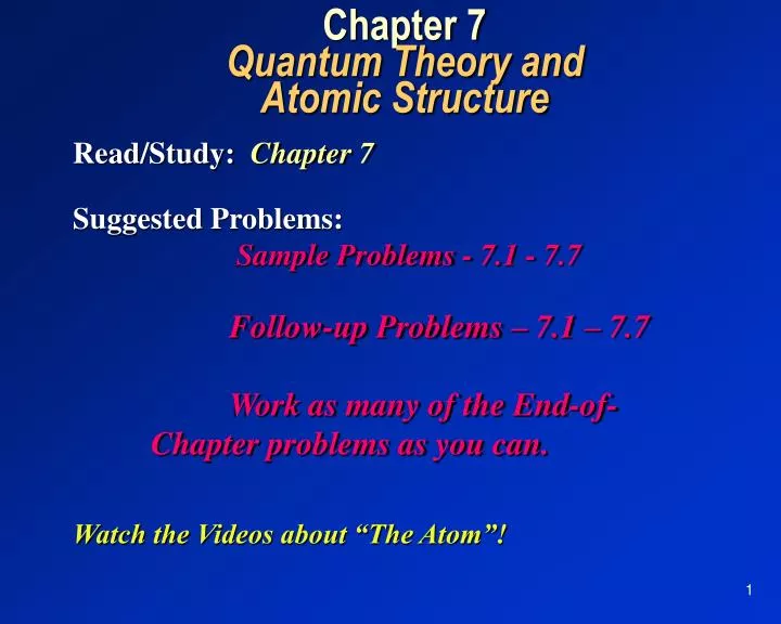 chapter 7 quantum theory and atomic structure