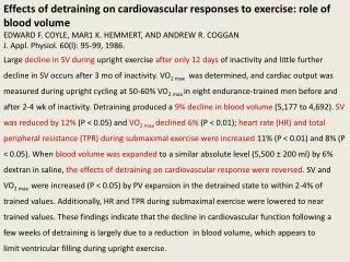 Effects of detraining on cardiovascular responses to exercise: role of blood volume