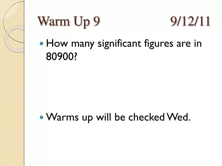warm up 9 9 12 11