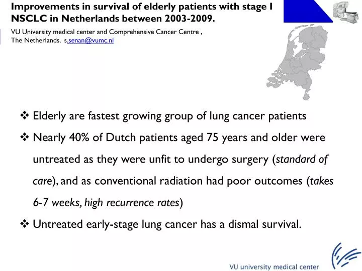 improvements in survival of elderly patients with stage i nsclc in netherlands between 2003 2009