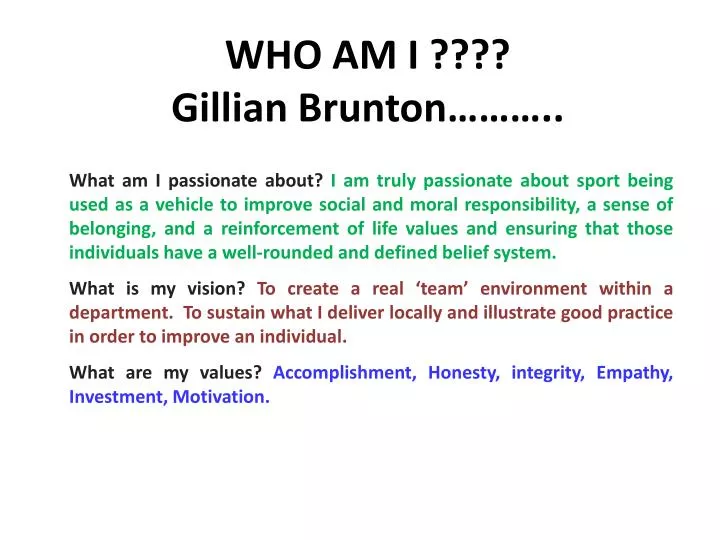 who am i gillian brunton