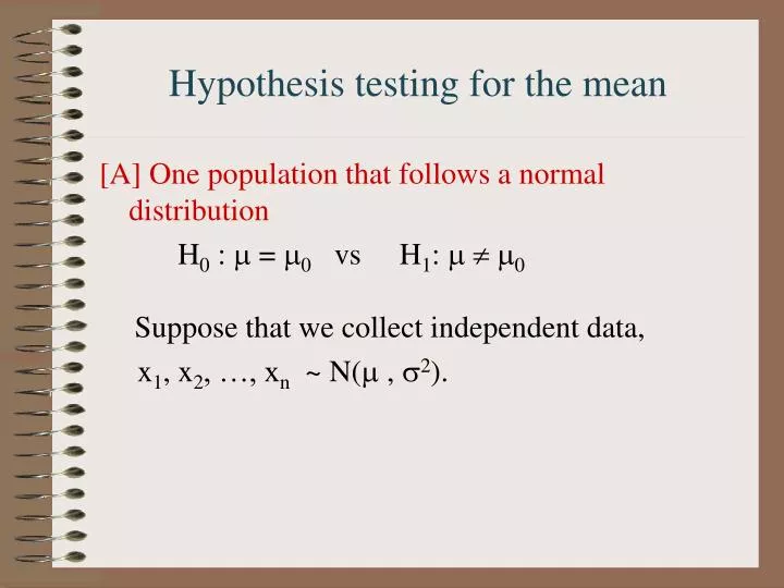 hypothesis testing for the mean