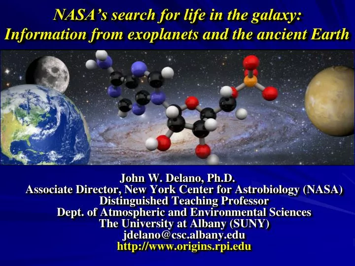 nasa s search for life in the galaxy information from exoplanets and the ancient earth