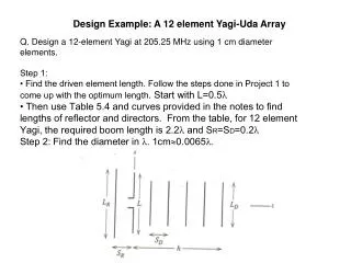Design Example: A 12 element Yagi-Uda Array