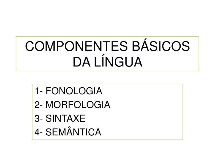 SINTAXE E SEMÂNTICA DO PORTUGUÊS