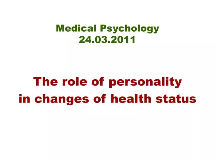 medical psychology 24 03 2011