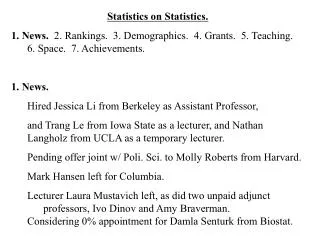Statistics on Statistics.