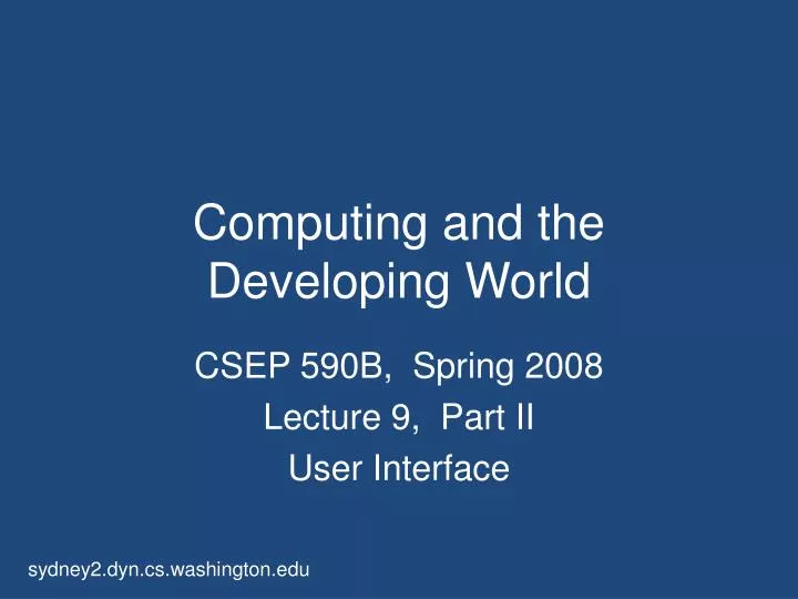 computing and the developing world