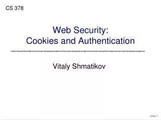 Web Security: Cookies and Authentication