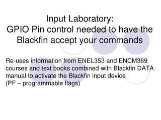 Input Laboratory: GPIO Pin control needed to have the Blackfin accept your commands