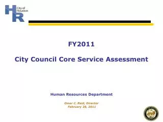 Human Resources Department Omar C. Reid, Director February 28, 2011