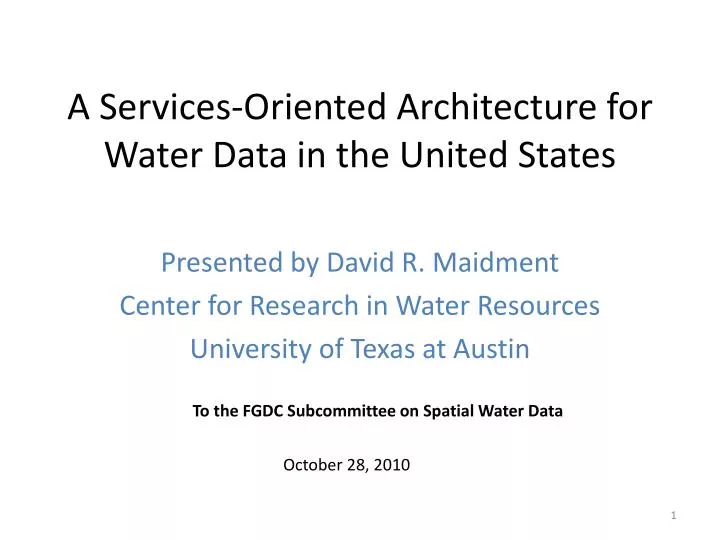 a services oriented architecture for water data in the united states