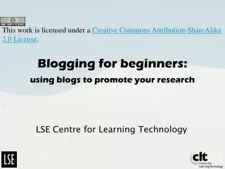 Blogging for beginners: using blogs to promote your research