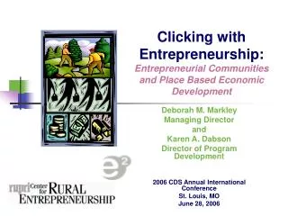 Clicking with Entrepreneurship: Entrepreneurial Communities and Place Based Economic Development