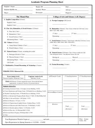 Academic Program Planning Sheet