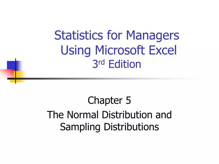 statistics for managers using microsoft excel 3 rd edition
