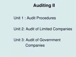 Auditing II