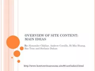 OVERVIEW OF SITE CONTENT: MAIN IDEAS