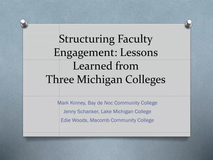 structuring faculty engagement lessons learned from three michigan colleges