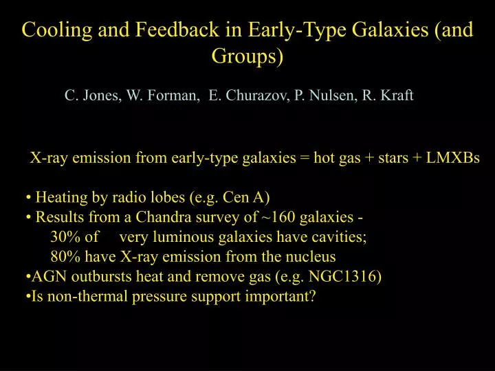 cooling and feedback in early type galaxies and groups