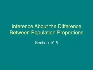 Inference About the Difference Between Population Proportions