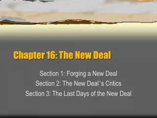 Chapter 16: The New Deal